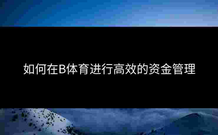 如何在B体育进行高效的资金管理 如何在B体育进行高效的资金管理